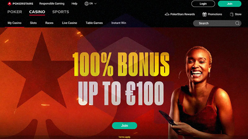 Códigos promocionais e bônus para o cassino PokerStars no Brasil