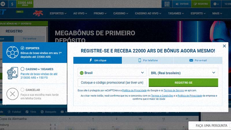 Como se registrar e fazer login no 1xBet