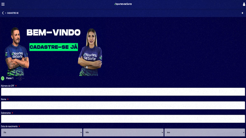 Como fazer o cadastro no Esportes da Sorte Online